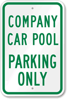 Company Pool Car Parking Only Sign