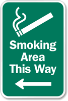 Smoking Area This Way Sign