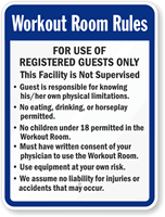 Workout Room Rules Sign