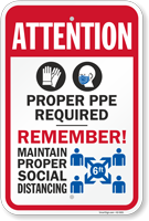 Attention Proper PPE Required Remember Sign