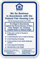 Federal Fair Housing Law Sign