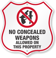 No Concealed Weapons Allowed Shield Sign