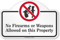 No Firearms Or Weapons Allowed Dome Top Sign