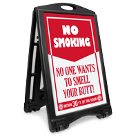 No Smoking Within 30 Feet Sidewalk Sign