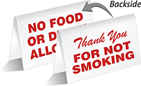 Thank you Smoking Sign(front)/No Food, Drink Allowed (back)