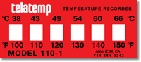 Non Reversible Temperature Indicator Labels 100 150°F/38 66°C