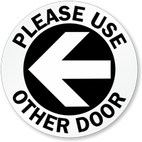 Please Use Other Door Left Arrow Decal