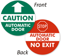 Caution And STOP No Exit Automatic Door Label