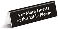 4 Or More Guests At This Table Sign
