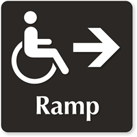 Ramp with Accessible Pictogram Right Arrow Sign