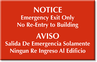 Bilingual No Re Entry Engraved Room Sign