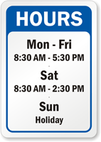 Custom Hours of Operation Sign