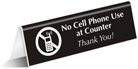 No Cell Phone Use At Counter Engraved Sign