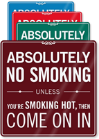 Absolutely No Smoking ShowCase Wall Sign
