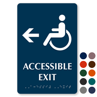 Accessible Exit with Left Arrow Braille Sign