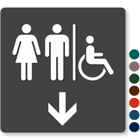 Men, Women & Accessible Pictograms With Down Arrow