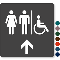 Men, Women & Accessible Pictograms With Up Arrow