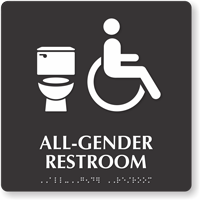 All Gender ISA Restroom Braille, Toilet Symbol Sign