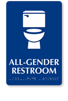 All-Gender Braille Restroom Sign with Toilet Symbol
