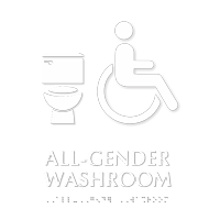All-Gender Washroom Braille Sign with Toilet Seat Icon