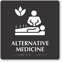 Alternative Medicine Braille Sign with Natural Therapies Symbol