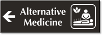 Alternative Medicine Engraved Sign with Left Arrow Symbol