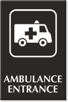 Engraved Ambulance Entrance Sign with Medical Van Symbol