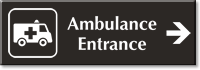 Ambulance Entrance Engraved Sign with Right Arrow Symbol
