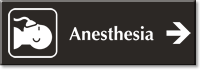 Anesthesia Engraved Sign with Right Arrow Symbol