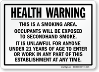 Health Warning This Is Smoking Area Sign