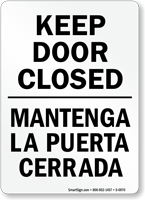 Bilingual Keep Door Closed Sign