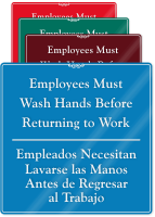 Bilingual Employees Must Wash Hands ShowCase Wall Sign
