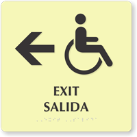 Bilingual Exit Left Arrow Sign