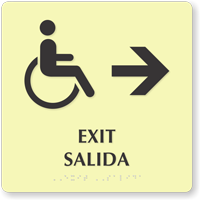 Bilingual Exit Salida Right Arrow Sign
