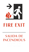 Bilingual Braille Fire Exit Arrow Sign