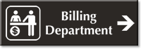 Billing Department Engraved Sign, Right Arrow Symbol 