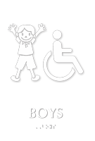 Boys And ISA Symbol Restroom Braille Sign