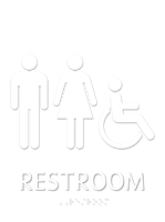 Restroom, Male/Female/ISA Handicapped Graphic and Braille Sign