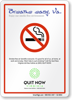 Breathe Easy, Enjoy Our Smoke-Free Environment Virginia Sign