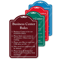 Business Center Rules ShowCase Sign