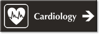 Cardiology Engraved Sign with Right Arrow Symbol