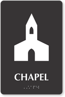Chapel TactileTouch Braille Sign with Church Symbol
