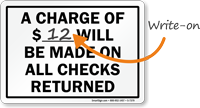 Checks Returned would be charged Sign