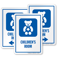 Children's Room Sign with Teddy Symbol