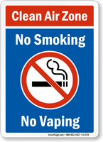 Clean Air Zone No Smoking, No Vaping Sign