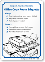 Respect Co-Workers Office Copy Room Etiquette Sign
