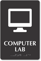 Computer Lab Symbol TactileTouch™ Sign with Braille