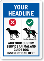 Custom Service Animal and Guide Dog Instructions Sign