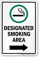 Designated Smoking Area Sign With Right Arrow Sign