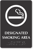 Designated Smoking Area TactileTouch Braille Sign